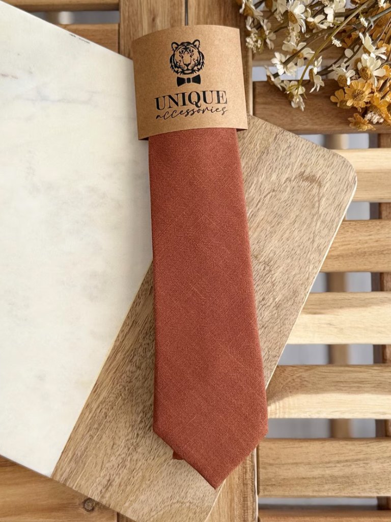 Unique Accessories Terracotta Linen Tie